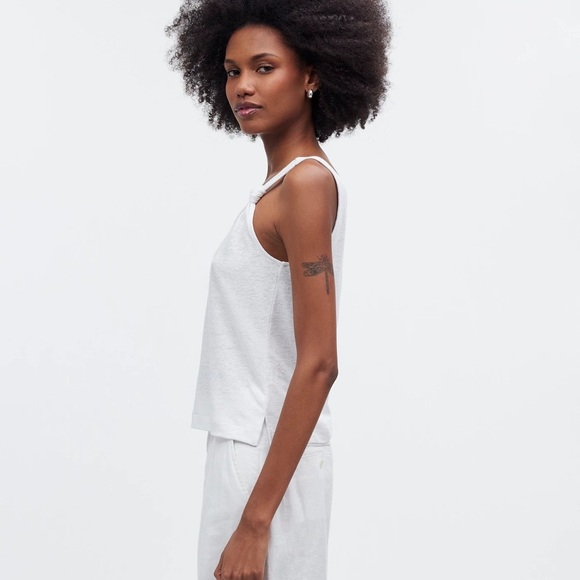 Madewell Wool Blend White Knotted-Strap Tank Top Size Small - Picture 2 of 5
